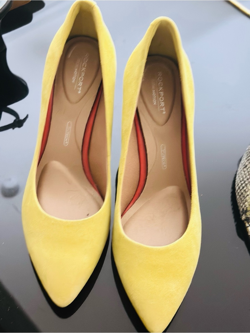 Rockport Chartreuse Suede Pointed Toe Pumps